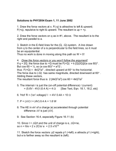 Solutions to PHY2054 Exam 1, 06 June 2002