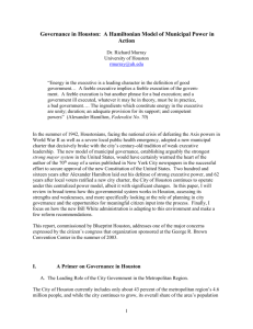 Governance in Houston: A Hamiltonian Model of