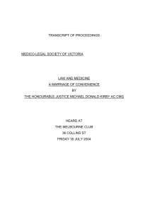 law and medicine melbourne july 2004