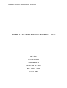 Effectiveness of media literacy curricula