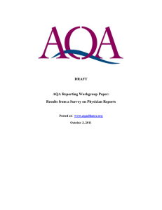 AQA Reporting Workgroup Recommendations