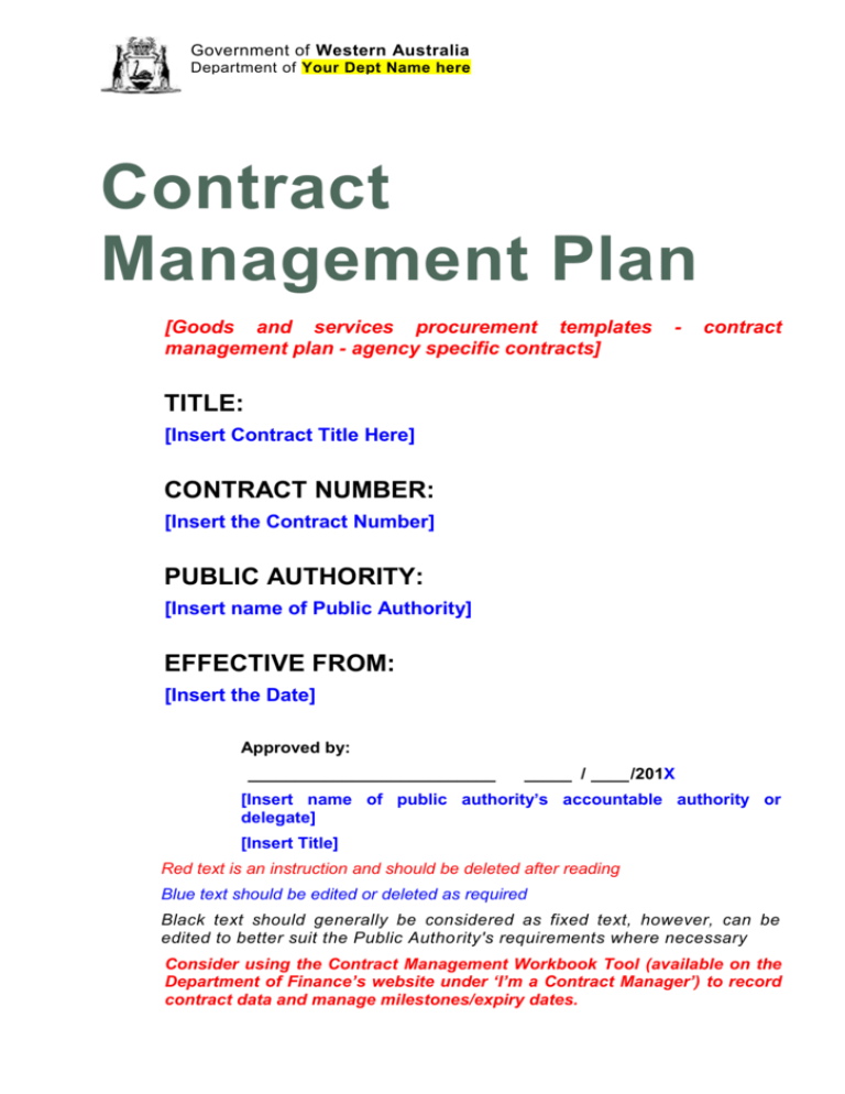 Contract Management Plan 7752