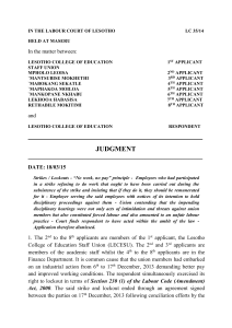 25 3 2015 lesotho college of education staff union & 7 ors v lesotho