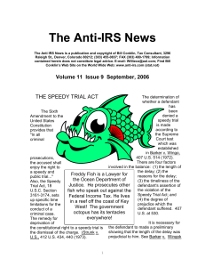 September 2006 The Speedy Trial Act