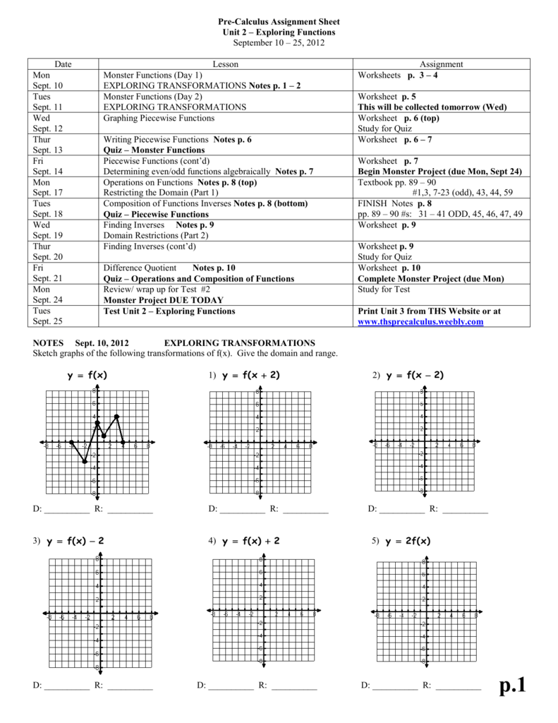 Composite Functions Worksheet Answers