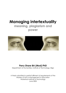 Managing intertextuality - Institute of Technology Sligo