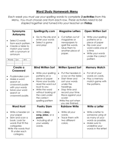 Parent Letter & Choice Menu