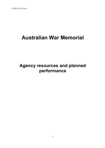 Portfolio Overview Australian War Memorial Agency resources and