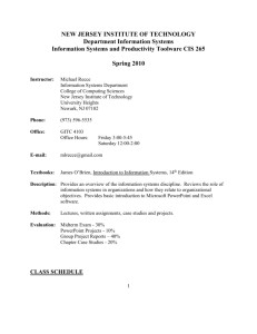 Syllabus - Department of Information Systems • NJIT