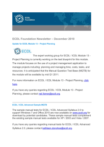 ECDL Foundation Newsletter – December 2010 Update for ECDL