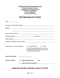 Application Deadline: Monday, January 19, 2015