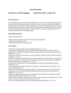 Course Overview Content Area: World Language Grade/Course