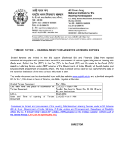 TENDER NOTICE – HEARING AIDS/OTHER ASSISTIVE