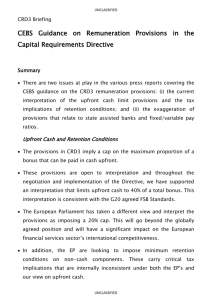 UNCLASSIFIED CRD3 Briefing CEBS Guidance on Remuneration