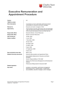 Executive Remuneration and Appointment Procedure