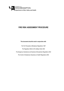 Fire Risk Assessment Procedure – Stage One