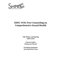 EDUC 193S - Stanford Sexual Health Peer Resource Center