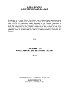 Local Church Constitution 2014 - Pentecostal Assemblies of Canada