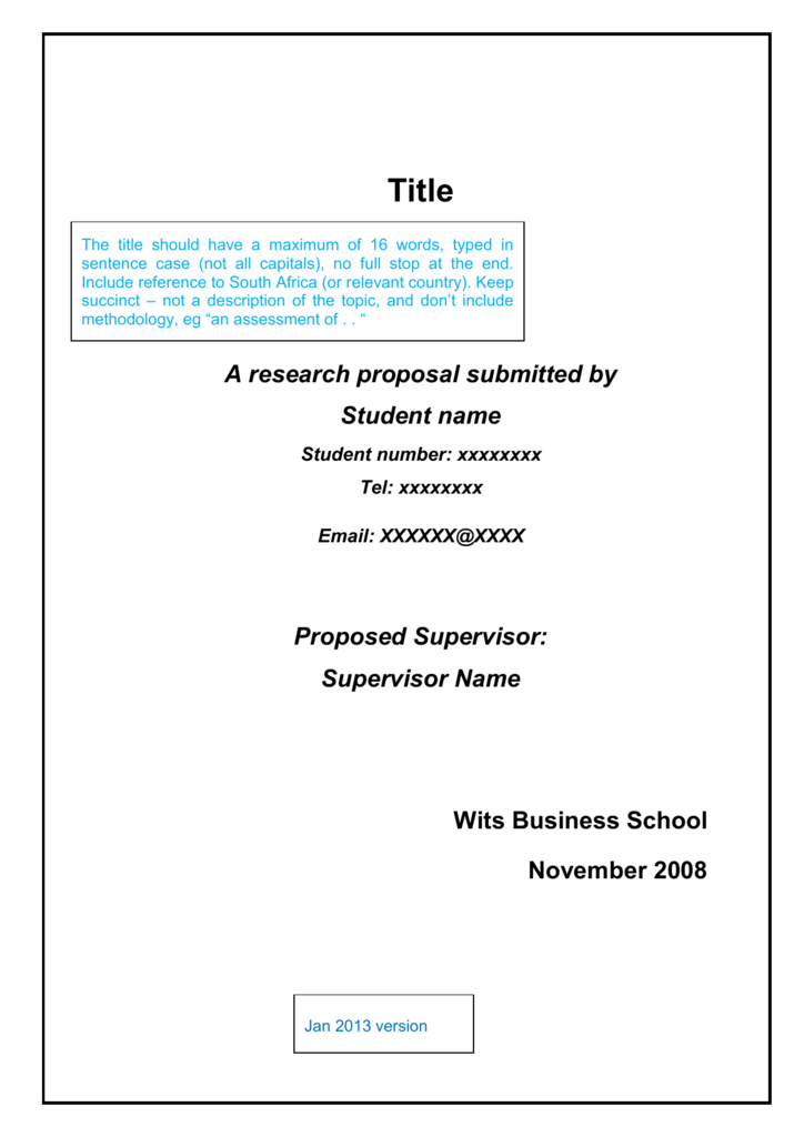 Research Proposal Template