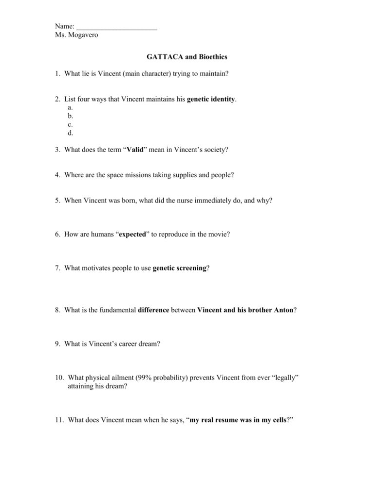 gattaca viewing questions answers