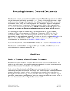 Guidelines and Templates for Informed Consent Documents