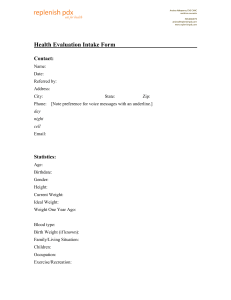 Health Evaluation Intake Form