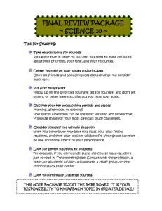 Equation Chapter 1 Section 1 Tips for Studying: Take responsibility