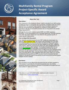 Project-Specific Award Acceptance Agreement