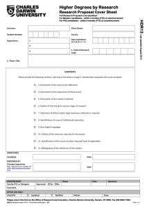 HDR-13: Research Proposal Cover Sheet