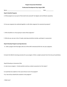 Program Assessment Worksheet