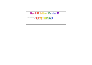 New KS2 Units of Work for RE Spring Term 2016