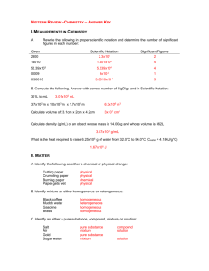MIDTERM REVIEW – CP CHEMISTRY