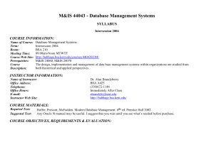 M&IS 44043 - Database Management Systems