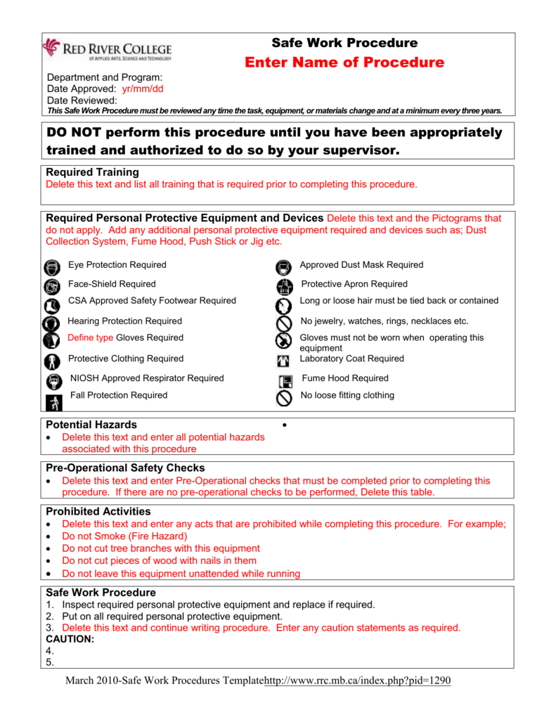 Safety Procedure Template