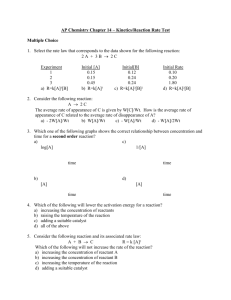 AP Chemistry Chapter 14 – Kinetics/Reaction Rate Test