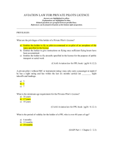 AVIATION LAW FOR PRIVATE PILOTS LICENCE