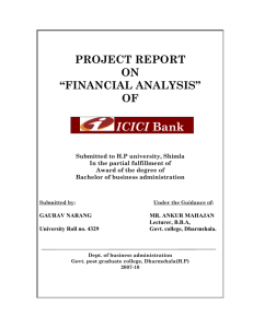 project on financial analysis of ICICI bank