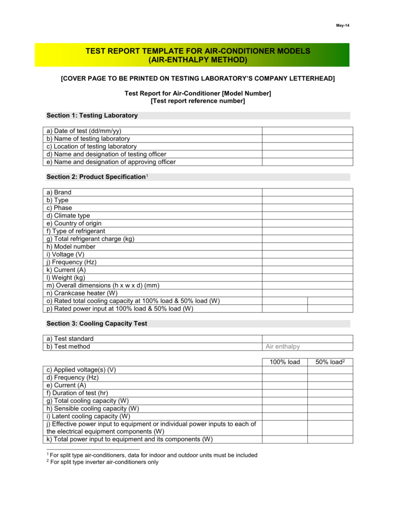 May 14 TEST REPORT TEMPLATE FOR AIR