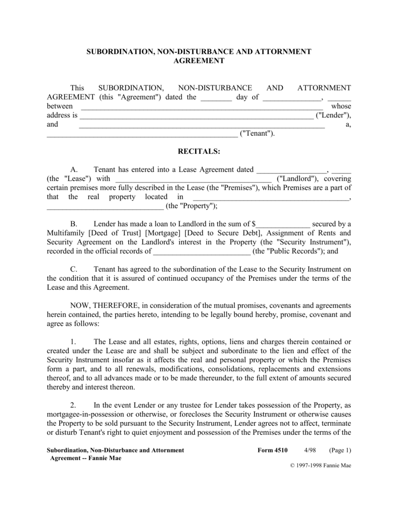 subordination-non-disturbance-and-attornment-agreement