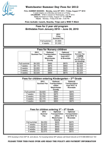 Westchester Summer Day Registration Fees for 2009