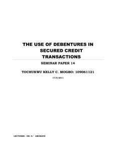 Use of Debentures in Secured Credit Transactions