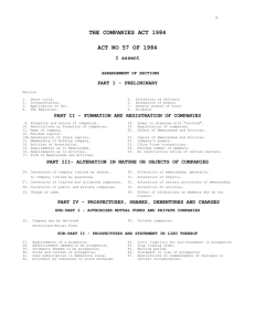 Companies Act 1984 - Corporate and Business Registration