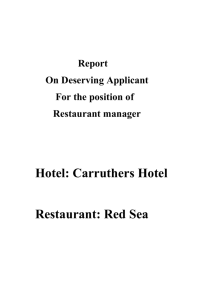 Report On Deserving Applicant For the position of Restaurant
