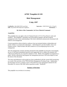 AFMC Pamphlet 63-101 Risk Management 9 July 1997