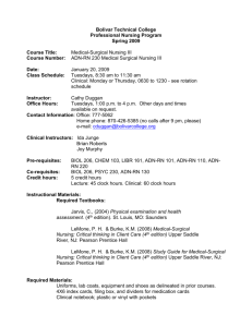 ADN RN230- Medical Surgical Nursing III Syllabus