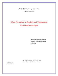 Word formation in English and Vietnamese – A