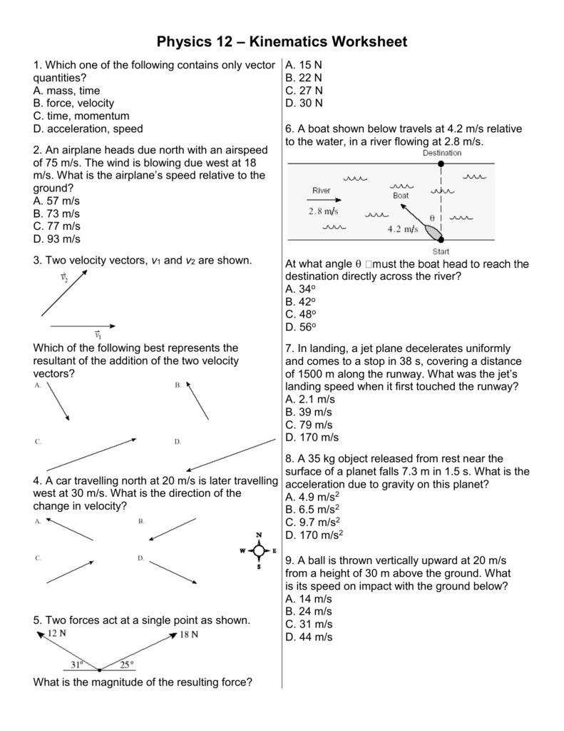 Kinematics Practice Problems Worksheet