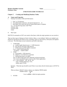 Table Names and Properties - Gonzaga Student Web Server