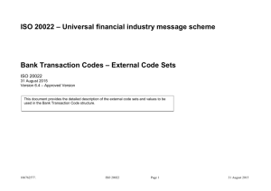 Bank Transaction Code sets description