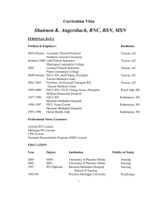 Curriculum Vitae Shannon K. Angersbach, RNC, BSN, MSN